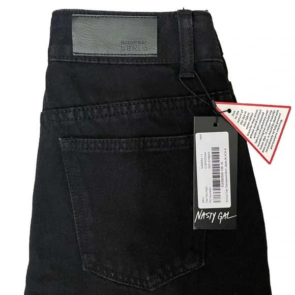Nasty Gal NWT School Day Distressed Mom Jeans 4 Black High Rise Destroyed - Picture 7 of 7